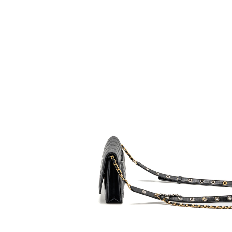 Chanel Detailed Strap Wallet on Chain Lambskin Black with Multicolour Hardware (Microchip)