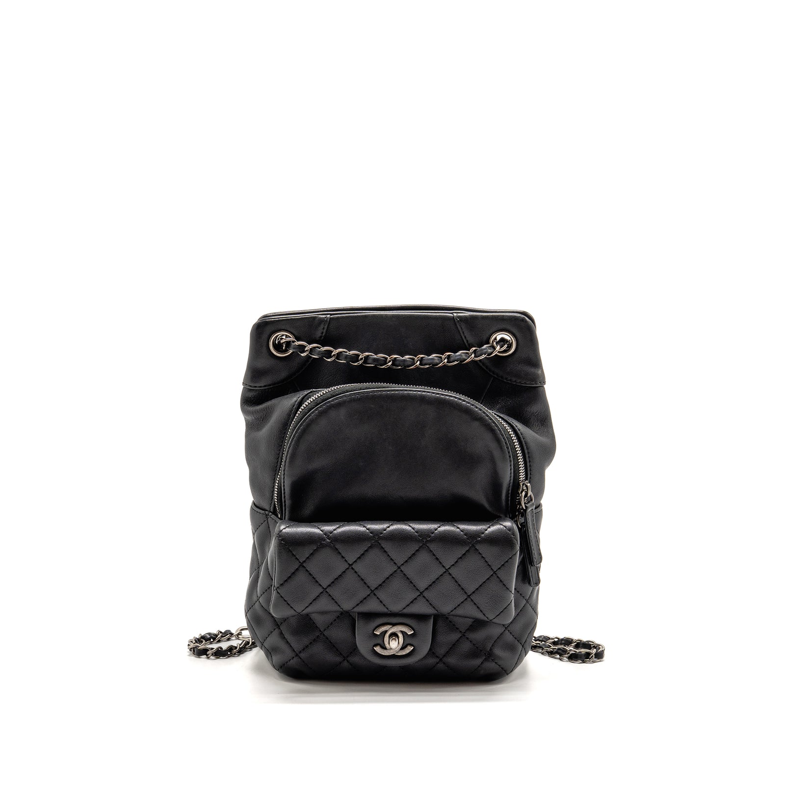 Chanel 15B CC Flap Backpack Calfskin Black Ruthenium Hardware