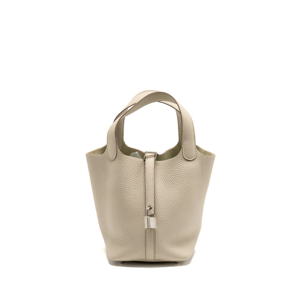 Hermes picotin 18 lock bag Clemence beton SHW stamp U
