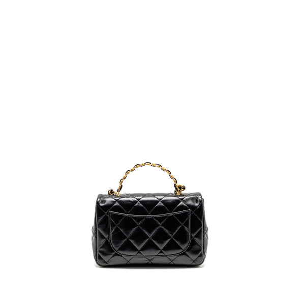 Chanel top handle flap bag shiny lambskin black GHW (microchip)