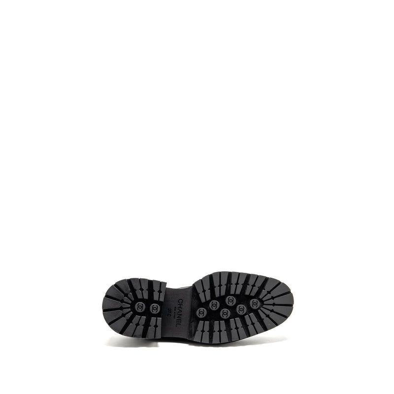Chanel 23A Size 37 Qulited CC Platform Loafers Black LGHW