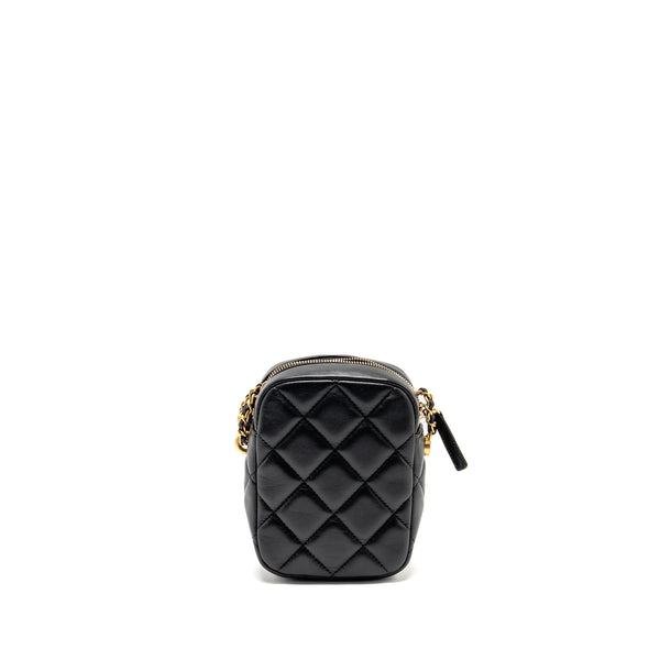 Chanel 22C My Perfect Mini Camera Case with Chain Lambskin Black GHW (Microchip)