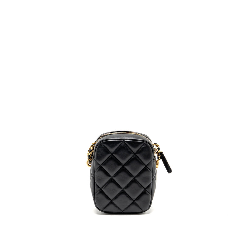 Chanel 22C My Perfect Mini Camera Case with Chain Lambskin Black GHW (Microchip)
