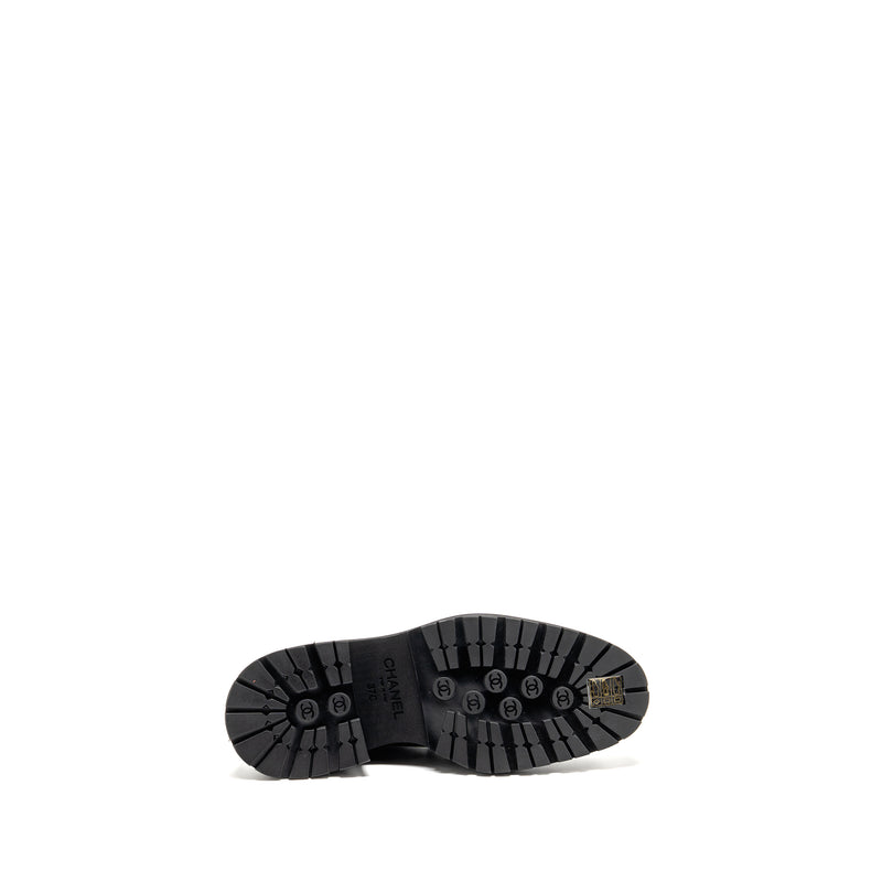 Chanel 23A Size 37 Qulited CC Platform Loafers Black LGHW