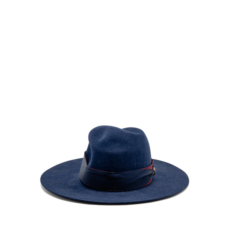 Hermes Size 56 Farrah Pop H Hat Rabbit Felt Blue/Red GHW