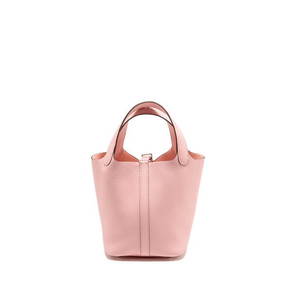 Hermes Picotin 18 Lock bag clemence rose sakura SHW stamp W