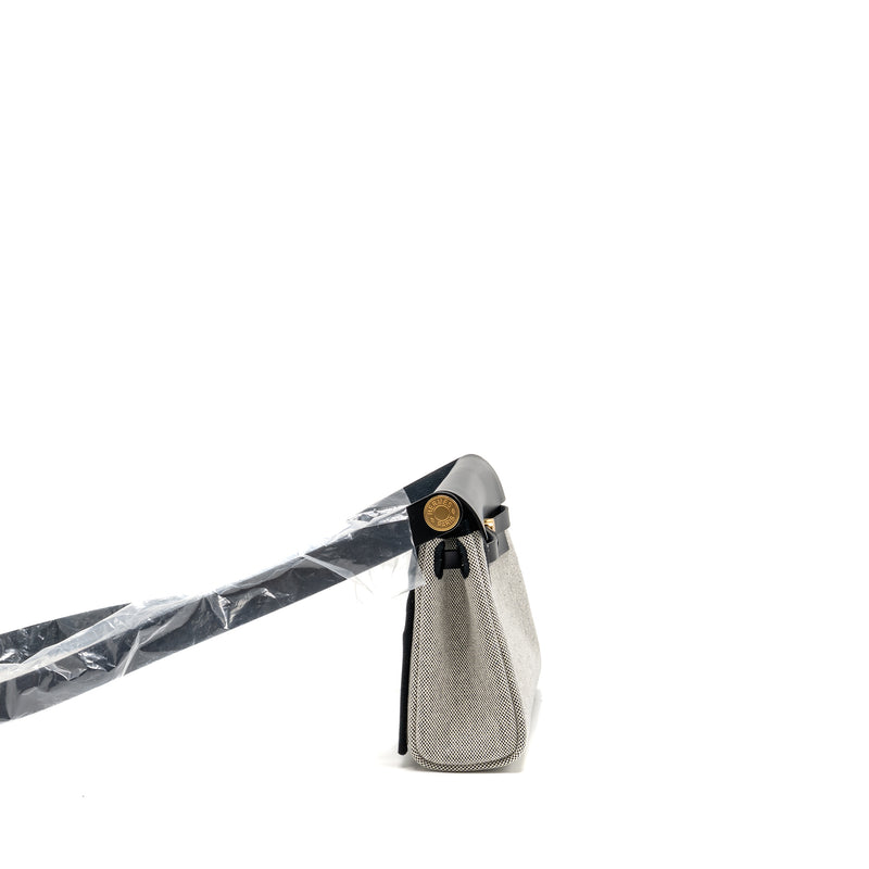 Hermes herbag mini canvas / hunter leather black / ecru GHW stamp K