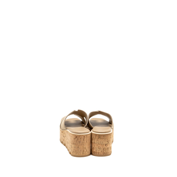 Hermes Size 37 EZE 30 Sandal Suede Goatskin Beige Camel
