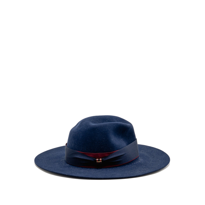 Hermes Size 56 Farrah Pop H Hat Rabbit Felt Blue/Red GHW