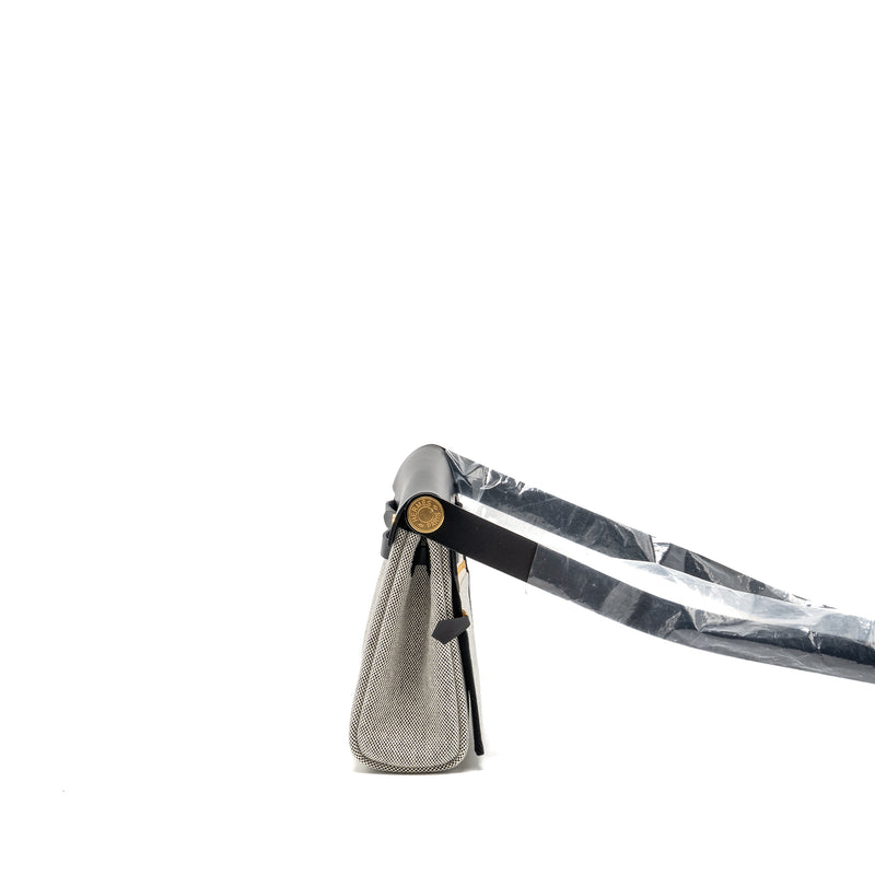 Hermes herbag mini canvas / hunter leather black / ecru GHW stamp K