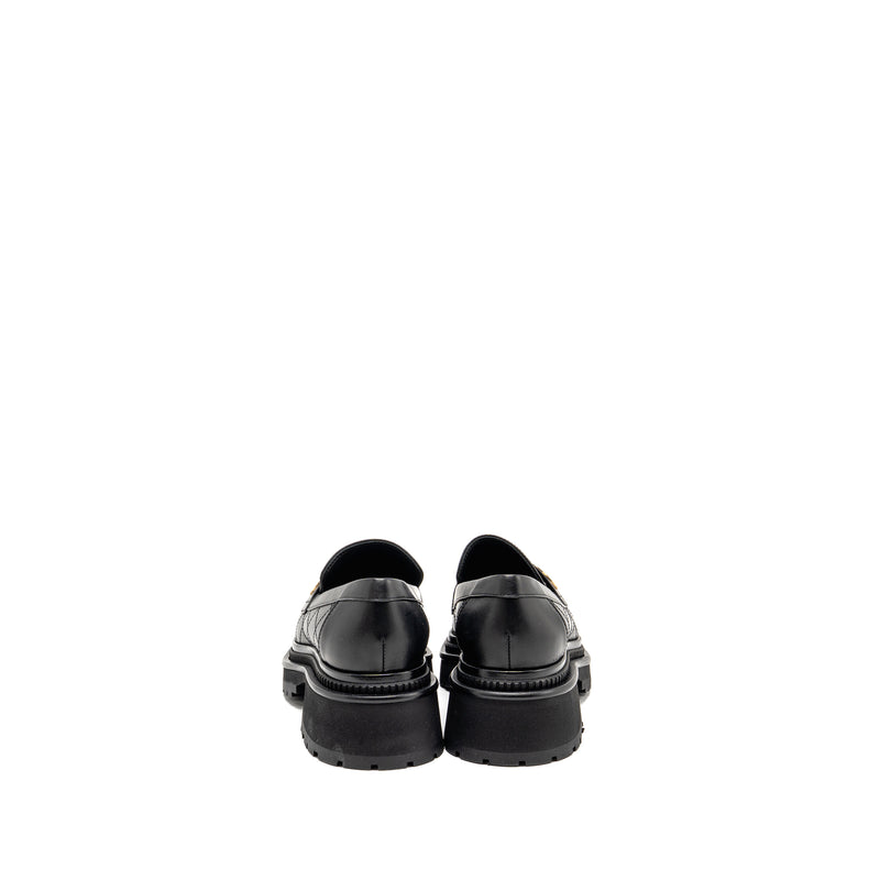 Chanel 23A Size 37 Qulited CC Platform Loafers Black LGHW