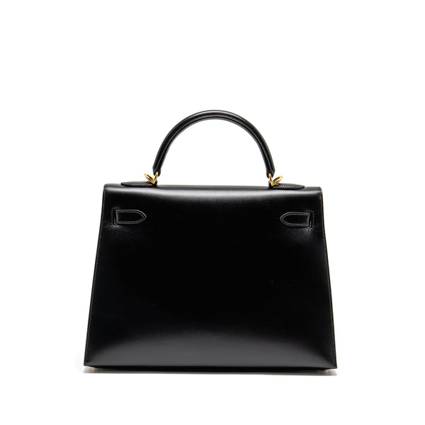 Hermes Vintage Kelly 32 Box Black GHW Stamp Square I
