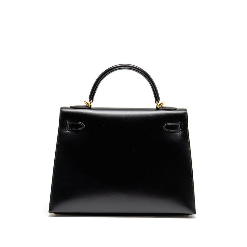 Hermes Vintage Kelly 32 Box Black GHW Stamp Square I