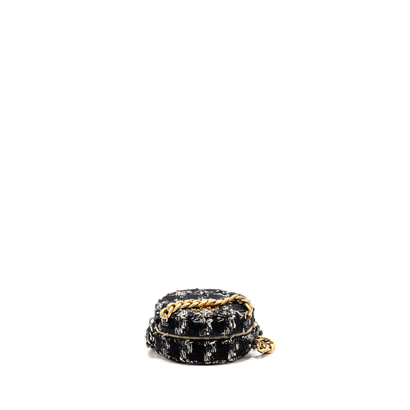 Chanel 19 round clutch with chain tweed multicolour GHW