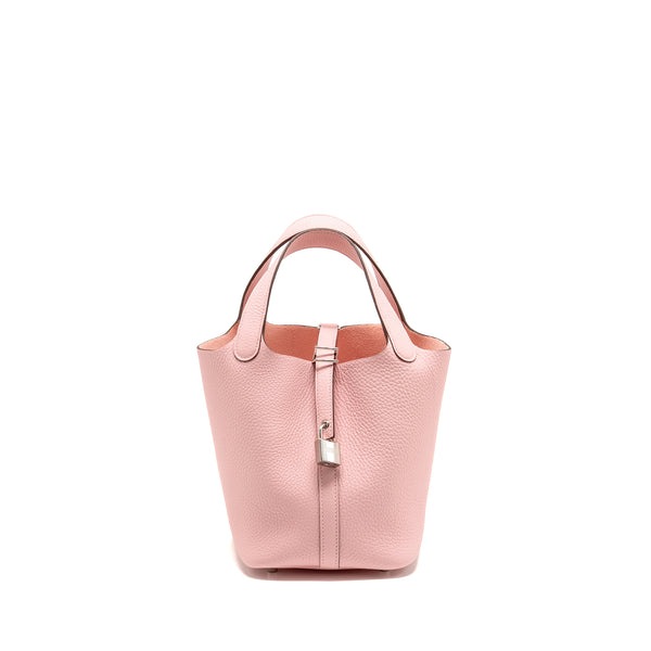 Hermes Picotin 18 Lock bag clemence rose sakura SHW stamp W