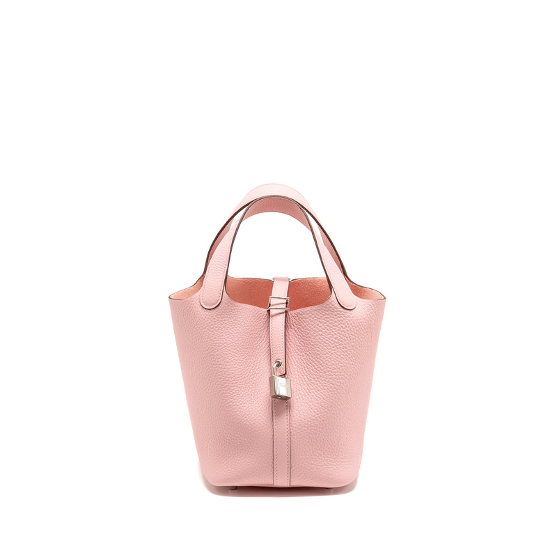Hermes Picotin 18 Lock bag clemence rose sakura SHW stamp W