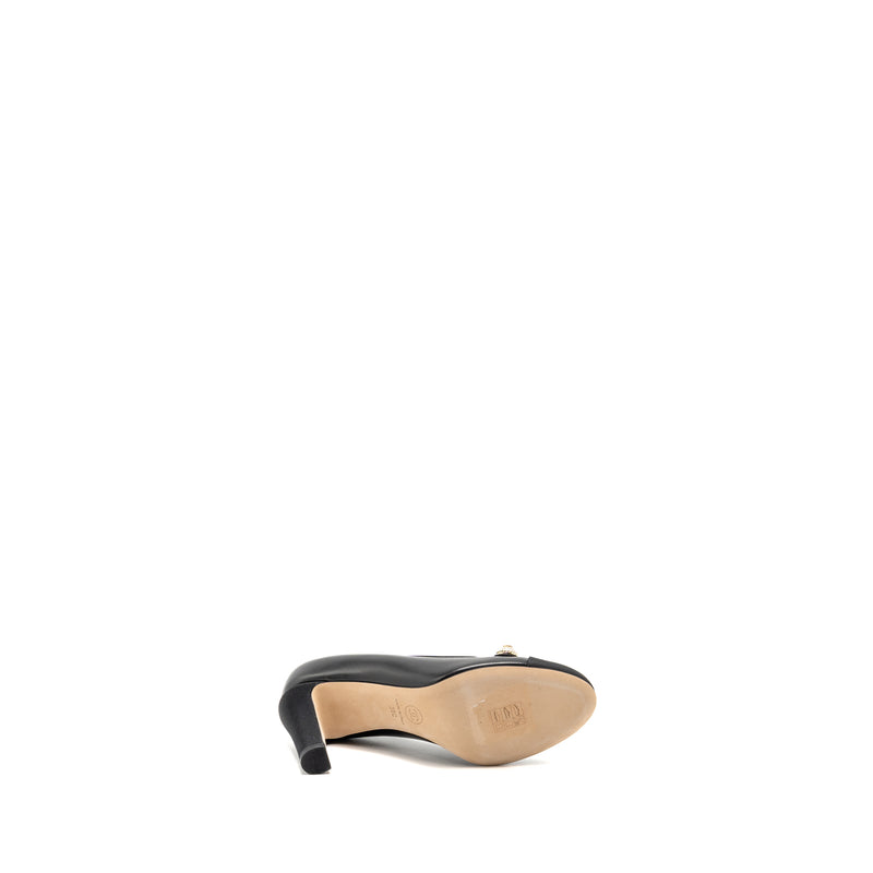 Chanel Size 36 CC Pearl Pumps Leather/Grosgrain Black
