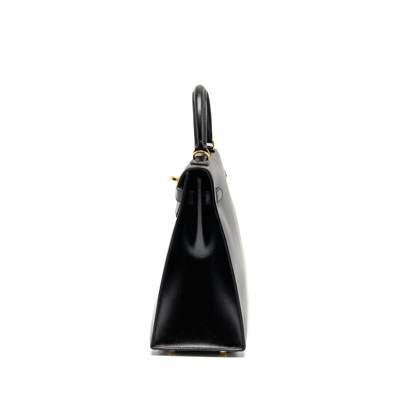 Hermes Vintage Kelly 32 Box Black GHW Stamp Square I