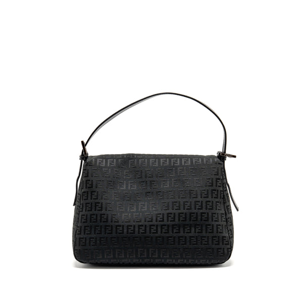 Fendi Zucca Mamma Baguette Bag FF Logo Canvas Black SHW