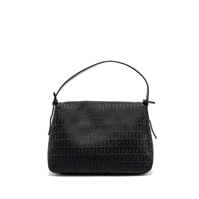 Fendi Zucca Mamma Baguette Bag FF Logo Canvas Black SHW