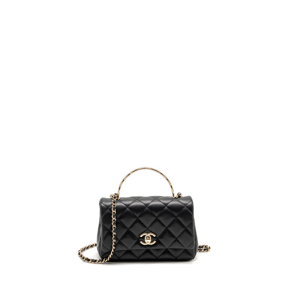 Chanel 25S Mini Coco Crush Handle Bag Caviar Black LGHW (Microchip)