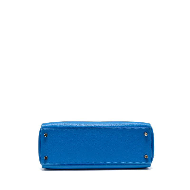 Hermes Kelly 32 Evercolor Blue Hydra GHW Stamp X