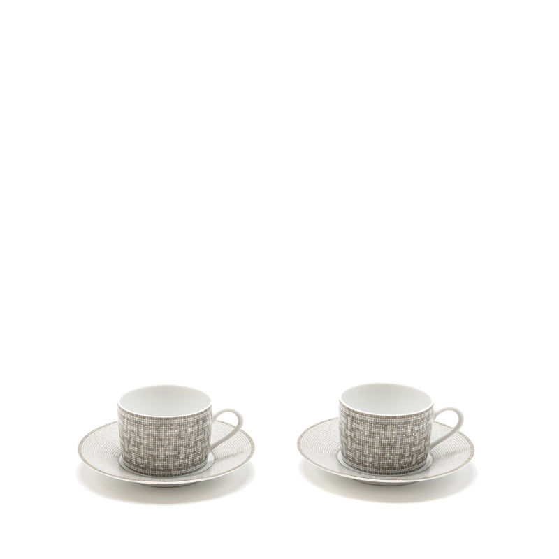 HERMES Mosaique AU 24 Platinum Tea Cup and Saucer