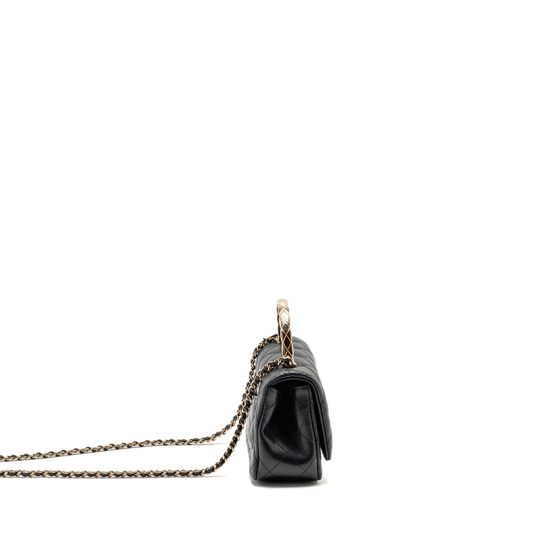 Chanel 25S Mini Coco Crush Handle Bag Caviar Black LGHW (Microchip)