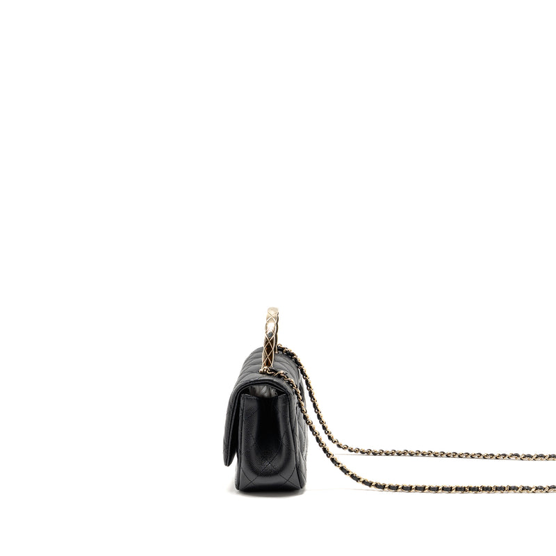 Chanel 25S Mini Coco Crush Handle Bag Caviar Black LGHW (Microchip)
