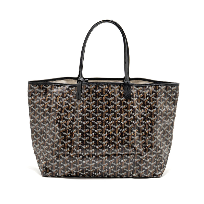 Goyard Saint Louis PM Tote Bag Goyardine Canvas/Calfskin Black SHW