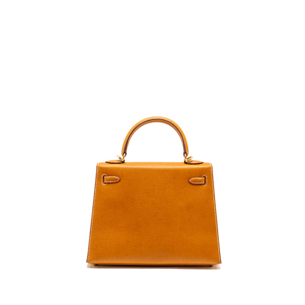 Hermes Kelly 25 Peau De Porc Toffee GHW Stamp U