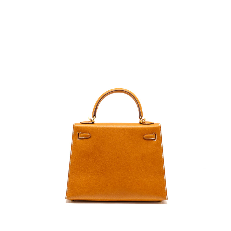 Hermes Kelly 25 Peau De Porc Toffee GHW Stamp U