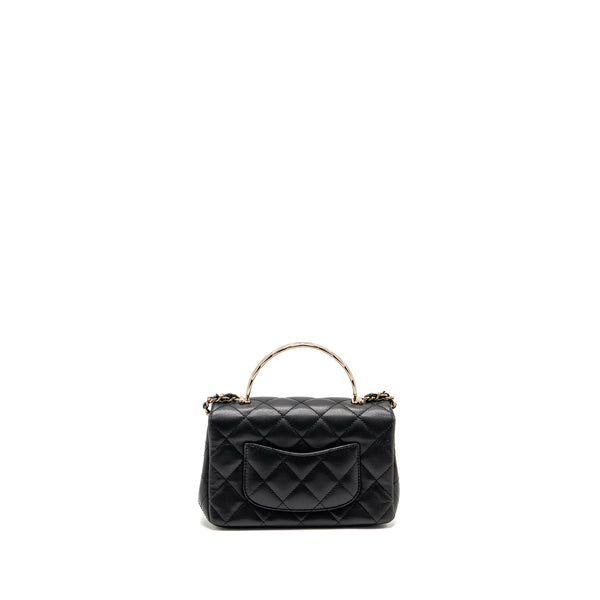 Chanel 25S Mini Coco Crush Handle Bag Caviar Black LGHW (Microchip)