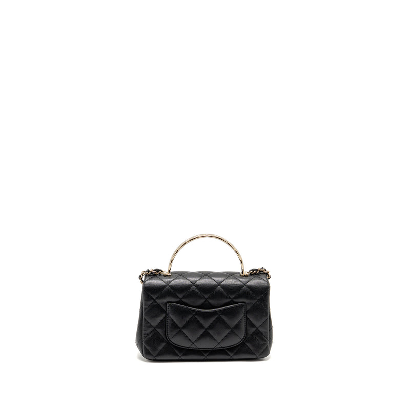 Chanel 25S Mini Coco Crush Handle Bag Caviar Black LGHW (Microchip)