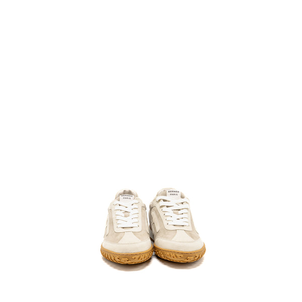 Hermes size 37 jet sneaker Nappa/suede goatskin Blanc