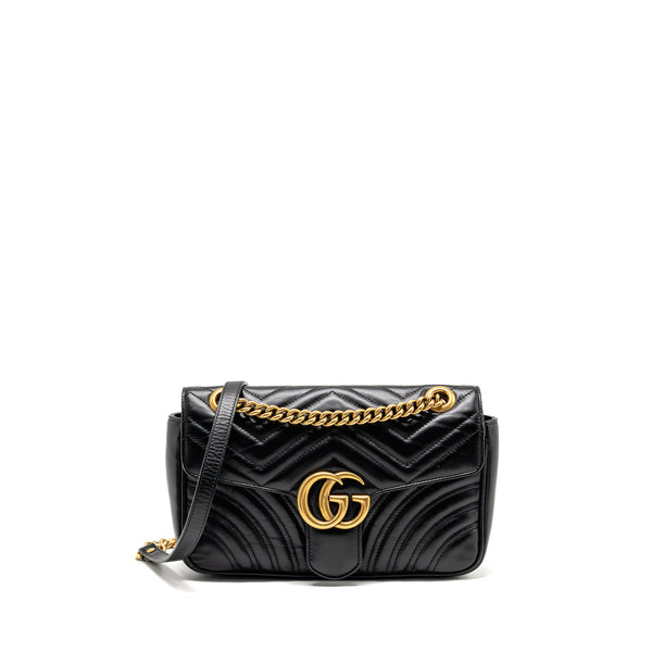 Gucci Small GG Marmont Shoulder Bag Calfskin Black GHW