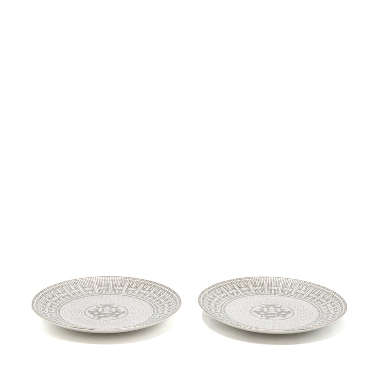 Hermes Mosaique Au 24 Platinum Dessert Plate (2 In A Set)