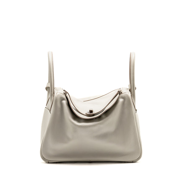 Hermes Lindy 30 Evercolor Gris Pearl SHW stamp square Q