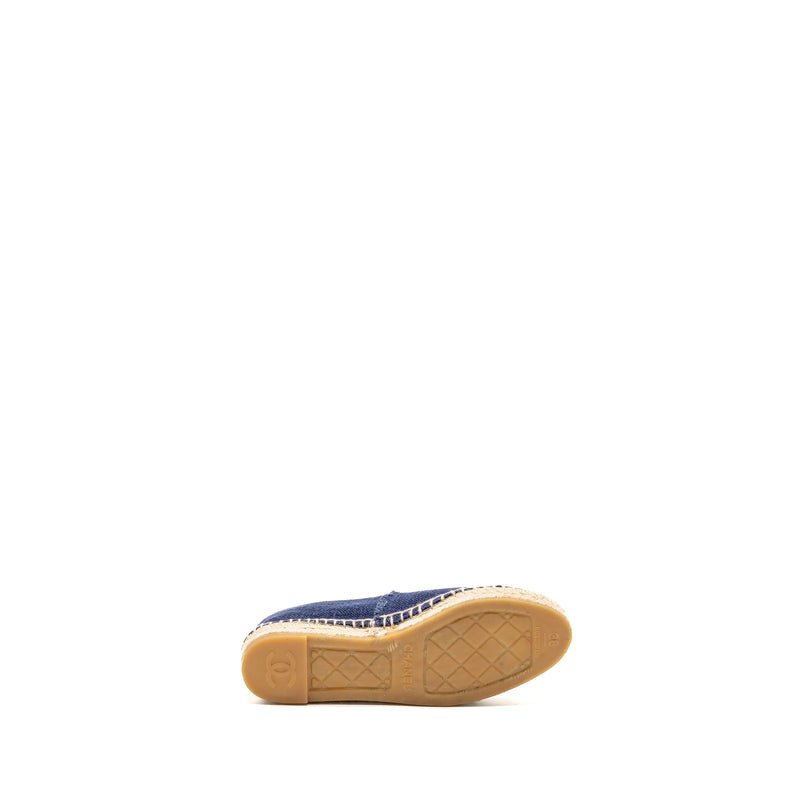 Chanel Size 36 Espadrilles Linen Blue/Black