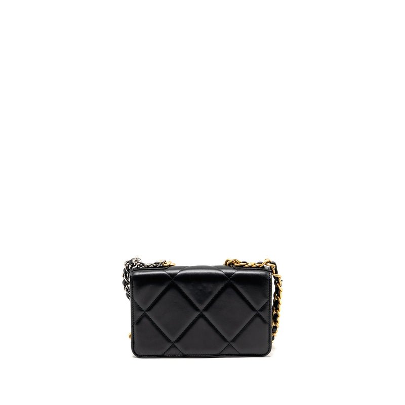 CHANEL 19 Wallet On Chain Lambskin Black Multicolour Hardware
