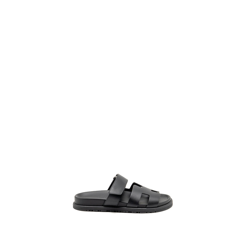 Hermes Size 36 Chypre Sandals Calfskin Black