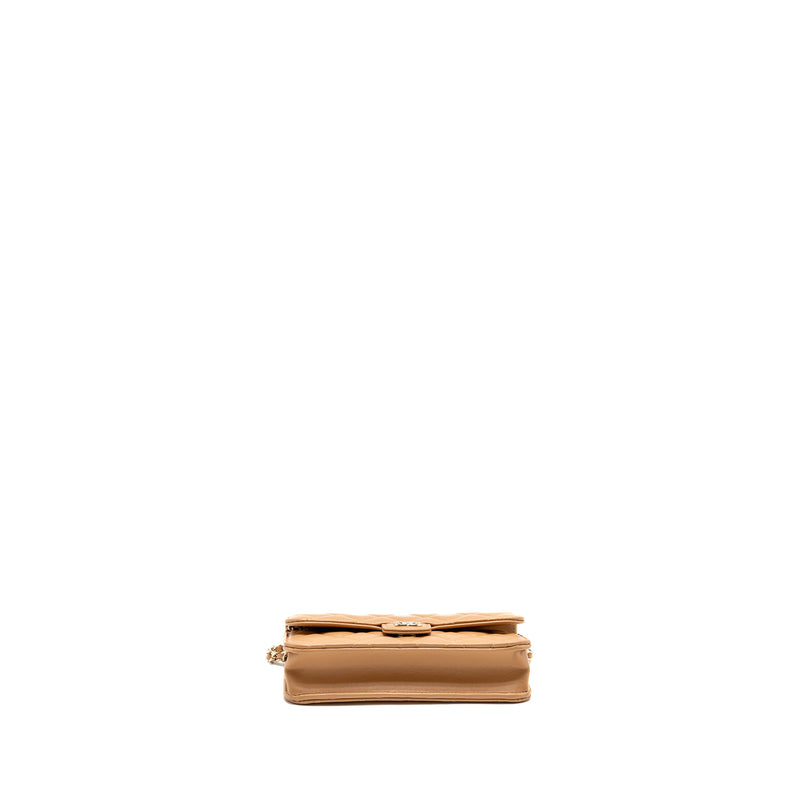 CHANEL Top Handle Mini Flap Bag with Chain Lambskin Caramel LGHW