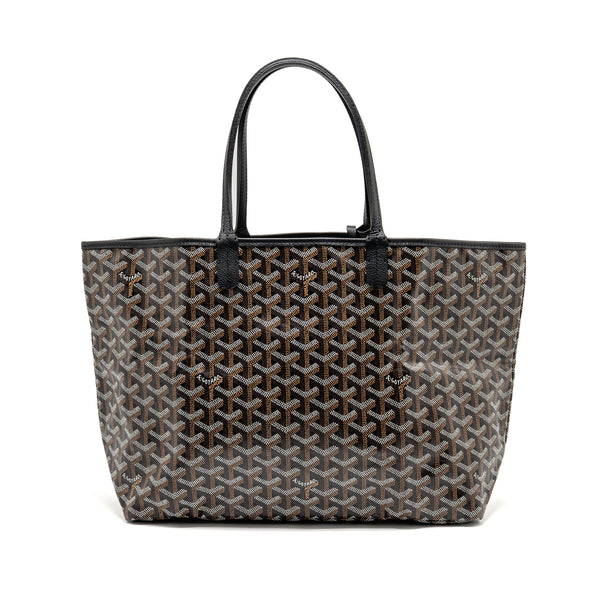 Goyard Saint Louis PM Tote Bag Goyardine Canvas/Calfskin Black SHW