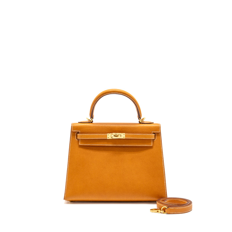 Hermes Kelly 25 Peau De Porc Toffee GHW Stamp U