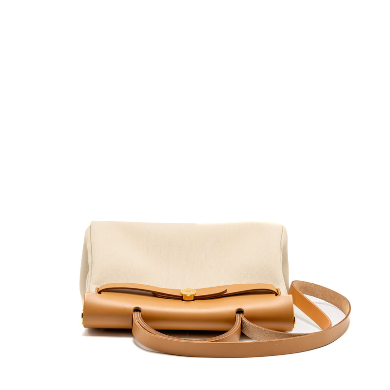Hermes Herbag 31 Zip Bag Canvas/Hunter Leather Beton/Naturel Sable GHW Stamp U
