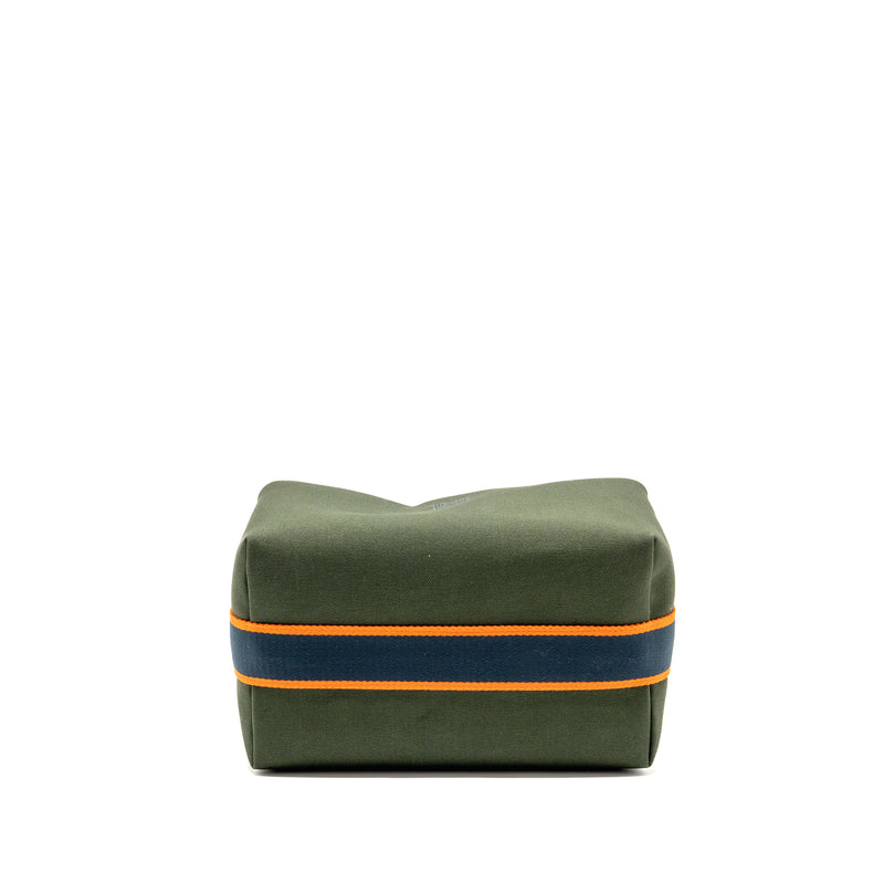Hermes Bride-A-Brac Case Large Model Canvas Dark Green/Dark Blue/Orange SHW
