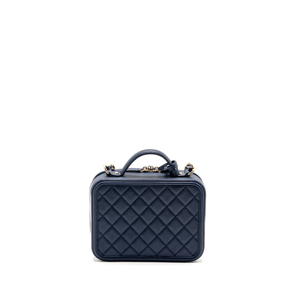Chanel CC Top Handle Vanity Case Caviar Navy Blue GHW