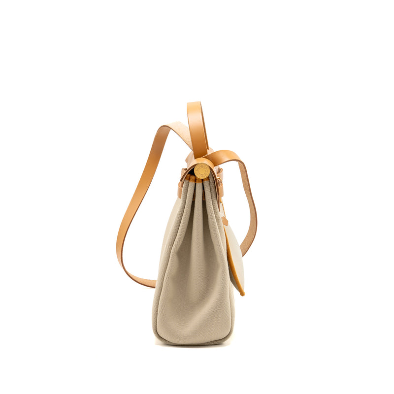 Hermes Herbag 31 Zip Bag Canvas/Hunter Leather Beton/Naturel Sable GHW Stamp U