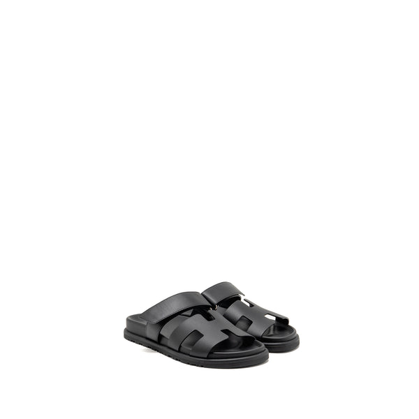 Hermes Size 36 Chypre Sandals Calfskin Black