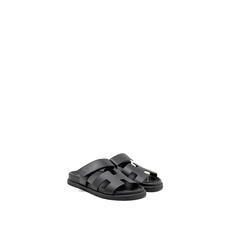 Hermes Size 36 Chypre Sandals Calfskin Black